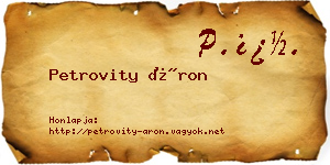 Petrovity Áron névjegykártya